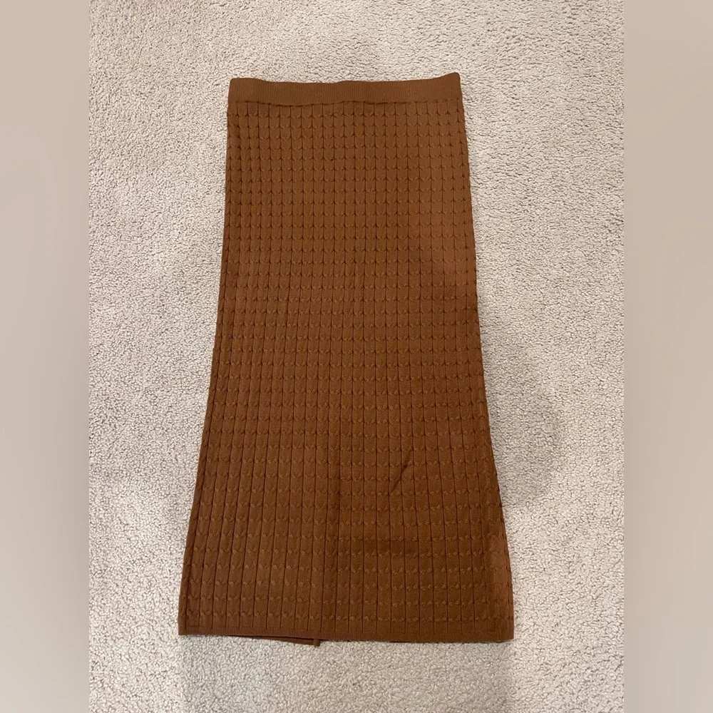 JOIE Chic Brown Boho Ribbed Knit Tube Maxi Skirt